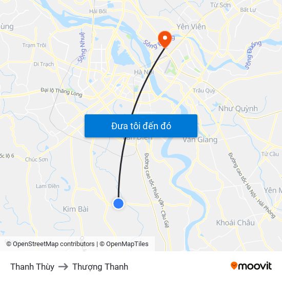 Thanh Thùy to Thượng Thanh map