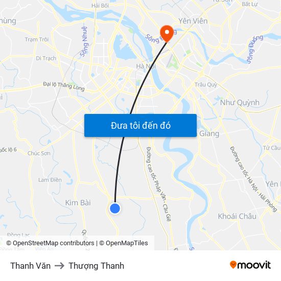 Thanh Văn to Thượng Thanh map