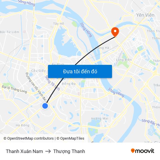 Thanh Xuân Nam to Thượng Thanh map