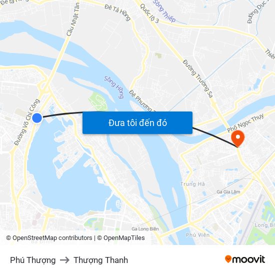 Phú Thượng to Thượng Thanh map