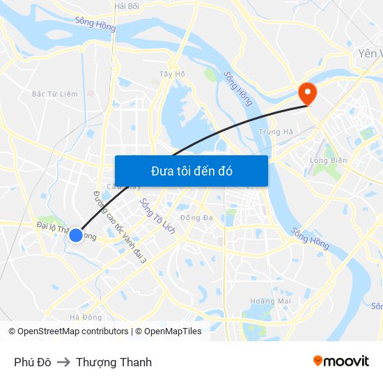 Phú Đô to Thượng Thanh map