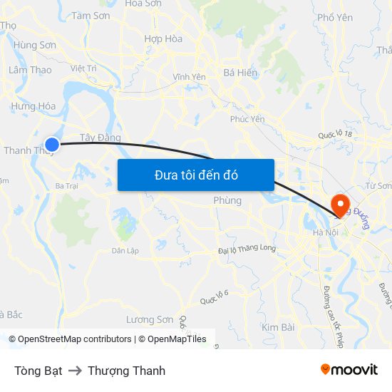 Tòng Bạt to Thượng Thanh map