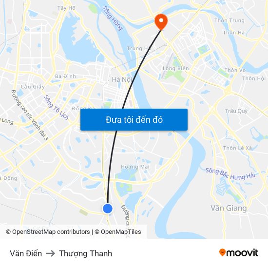 Văn Điển to Thượng Thanh map