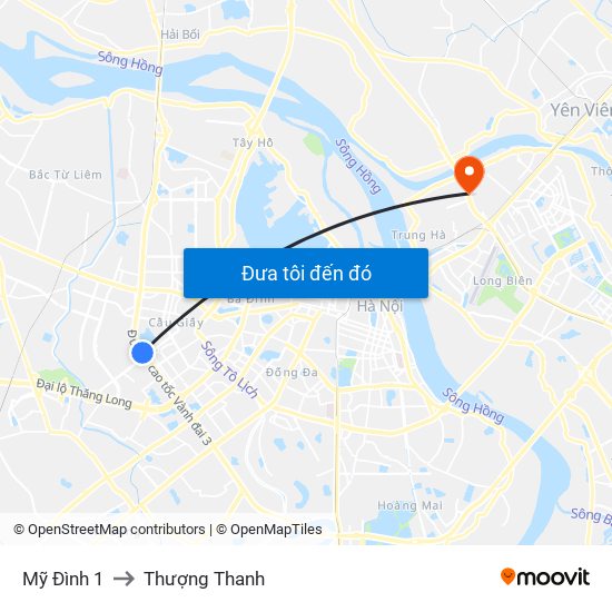 Mỹ Đình 1 to Thượng Thanh map