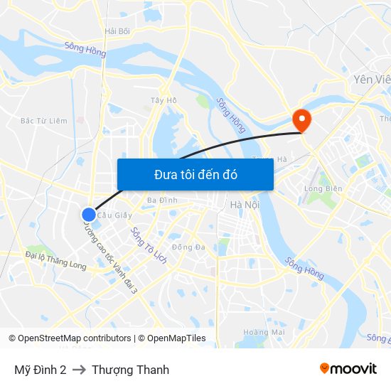 Mỹ Đình 2 to Thượng Thanh map