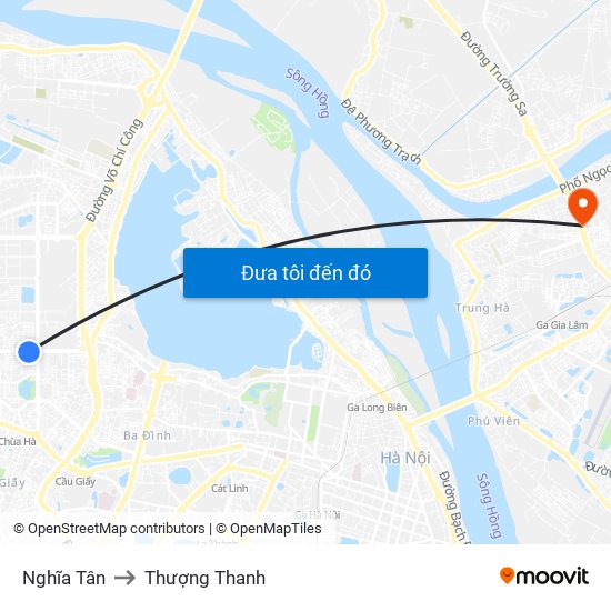 Nghĩa Tân to Thượng Thanh map