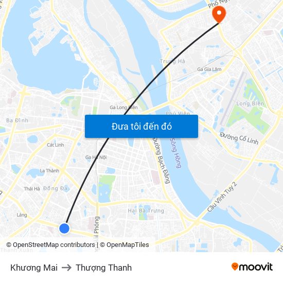 Khương Mai to Thượng Thanh map
