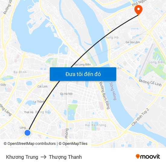 Khương Trung to Thượng Thanh map