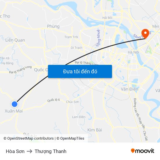 Hòa Sơn to Thượng Thanh map