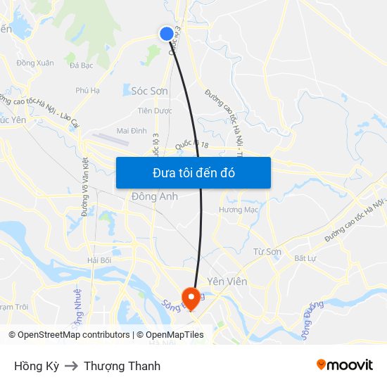 Hồng Kỳ to Thượng Thanh map