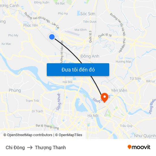 Chi Đông to Thượng Thanh map