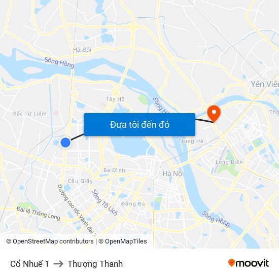 Cổ Nhuế 1 to Thượng Thanh map