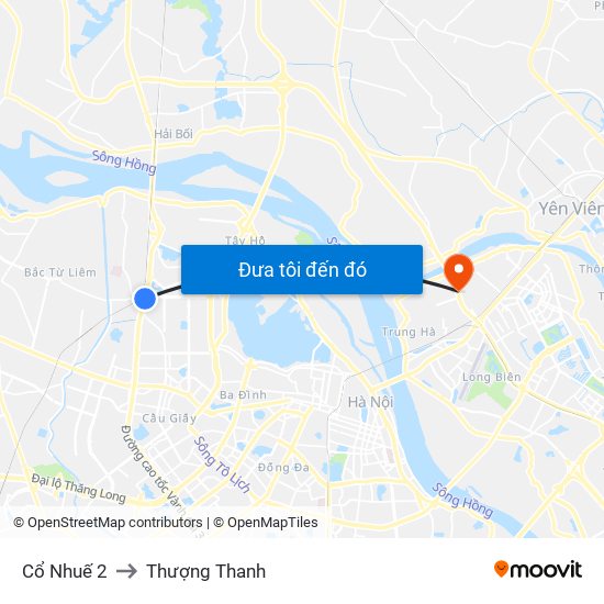 Cổ Nhuế 2 to Thượng Thanh map