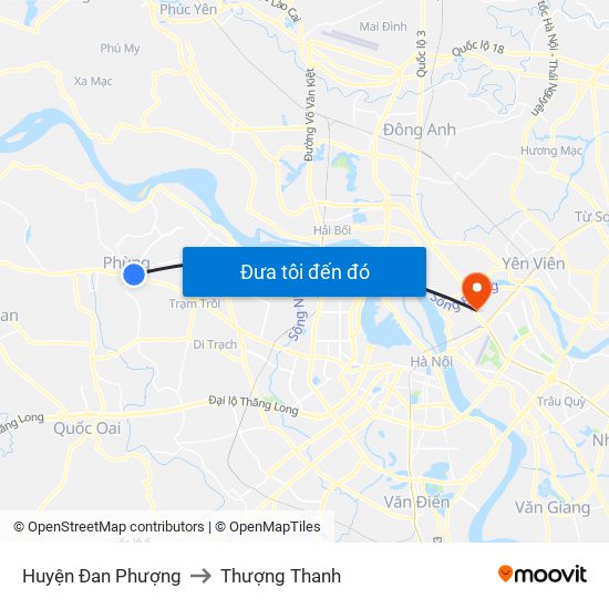 Huyện Đan Phượng to Thượng Thanh map