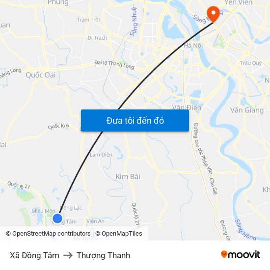 Xã Đồng Tâm to Thượng Thanh map