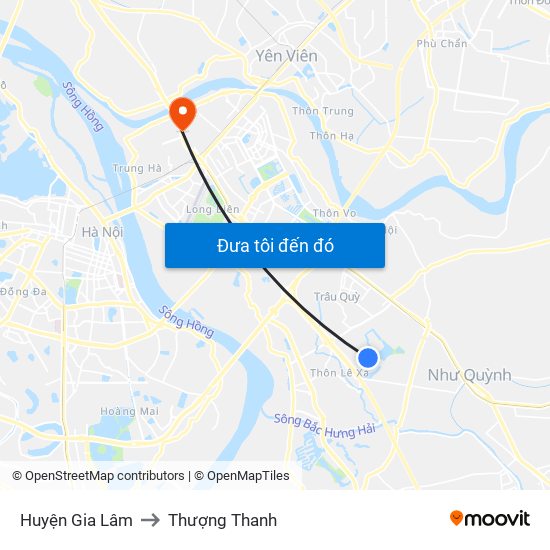 Huyện Gia Lâm to Thượng Thanh map