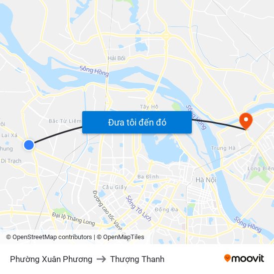 Phường Xuân Phương to Thượng Thanh map