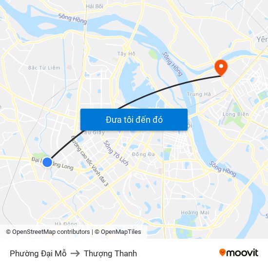 Phường Đại Mỗ to Thượng Thanh map