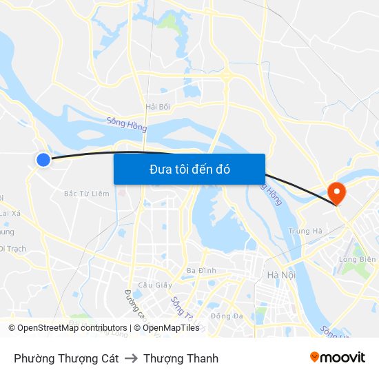 Phường Thượng Cát to Thượng Thanh map