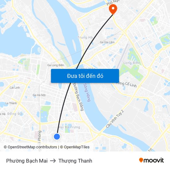 Phường Bạch Mai to Thượng Thanh map
