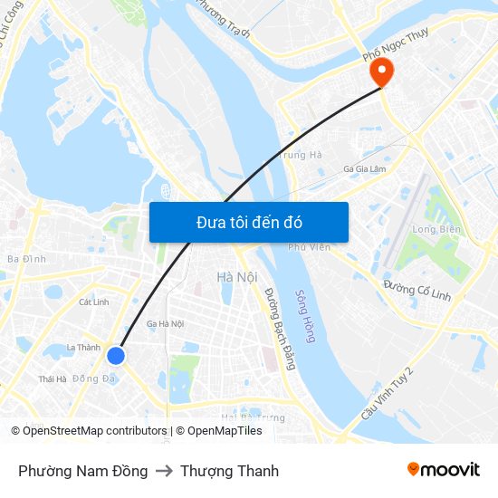 Phường Nam Đồng to Thượng Thanh map