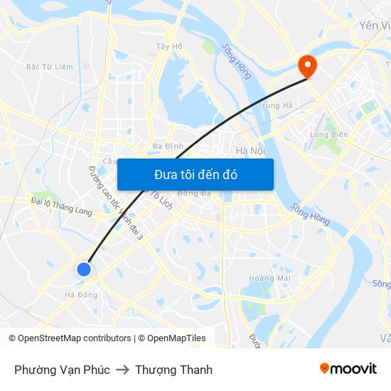 Phường Vạn Phúc to Thượng Thanh map