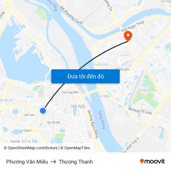Phường Văn Miếu to Thượng Thanh map