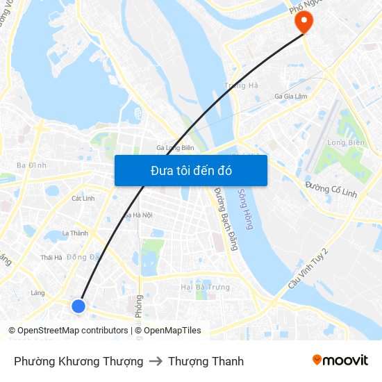 Phường Khương Thượng to Thượng Thanh map