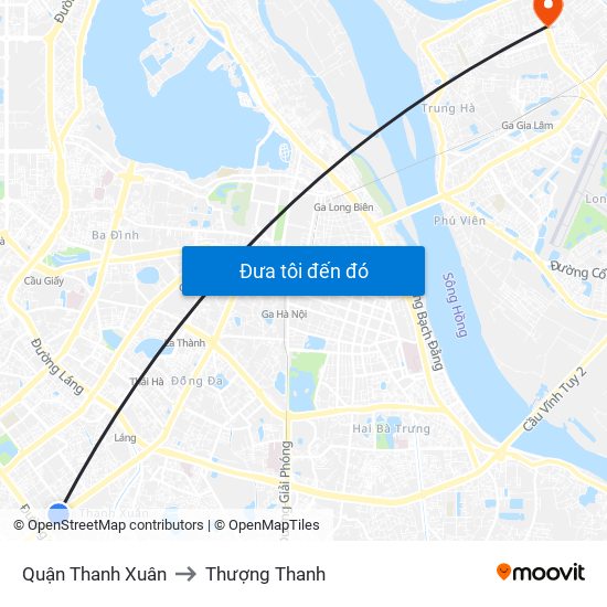 Quận Thanh Xuân to Thượng Thanh map