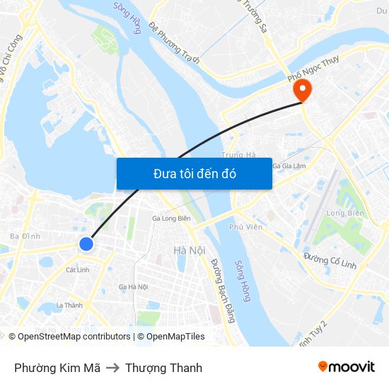 Phường Kim Mã to Thượng Thanh map