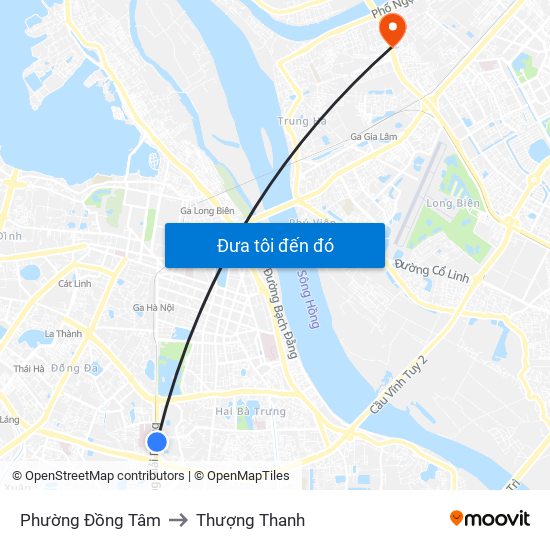 Phường Đồng Tâm to Thượng Thanh map