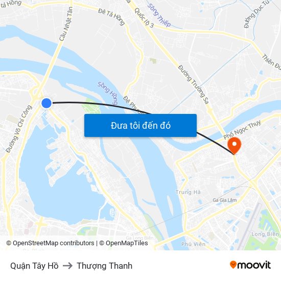 Quận Tây Hồ to Thượng Thanh map