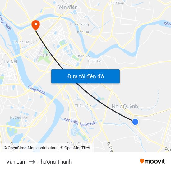 Văn Lâm to Thượng Thanh map