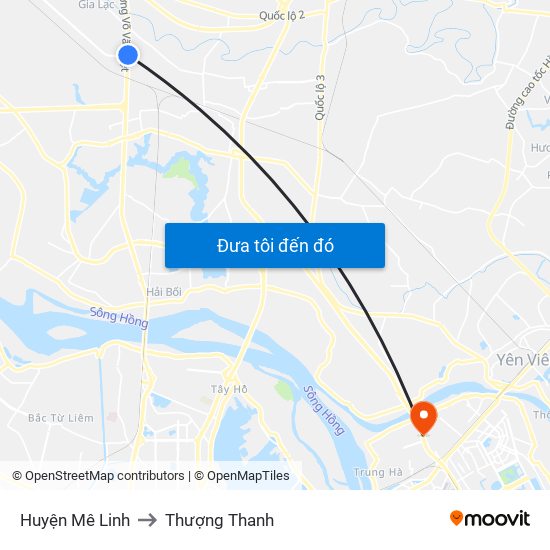 Huyện Mê Linh to Thượng Thanh map