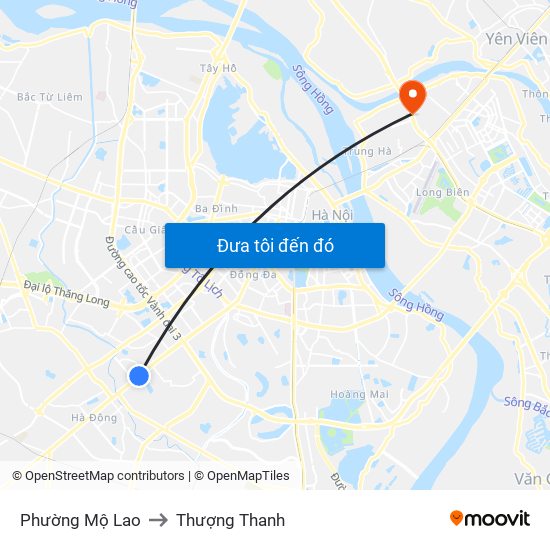 Phường Mộ Lao to Thượng Thanh map
