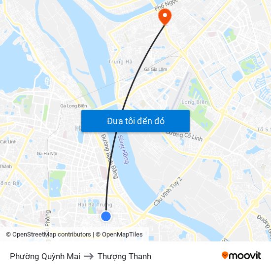 Phường Quỳnh Mai to Thượng Thanh map