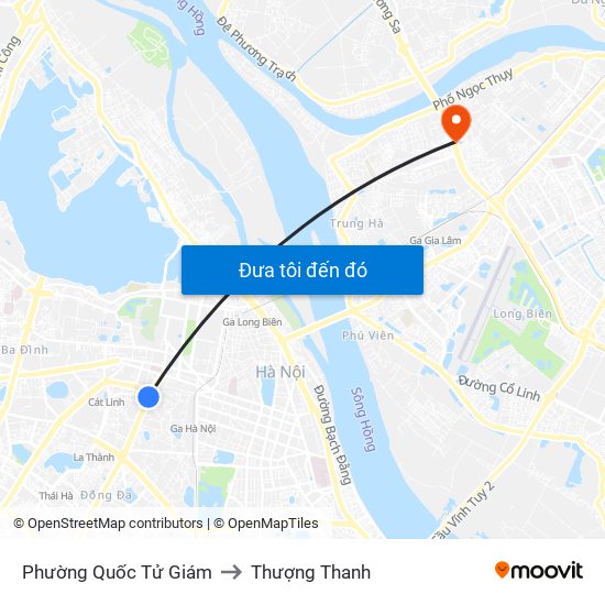 Phường Quốc Tử Giám to Thượng Thanh map