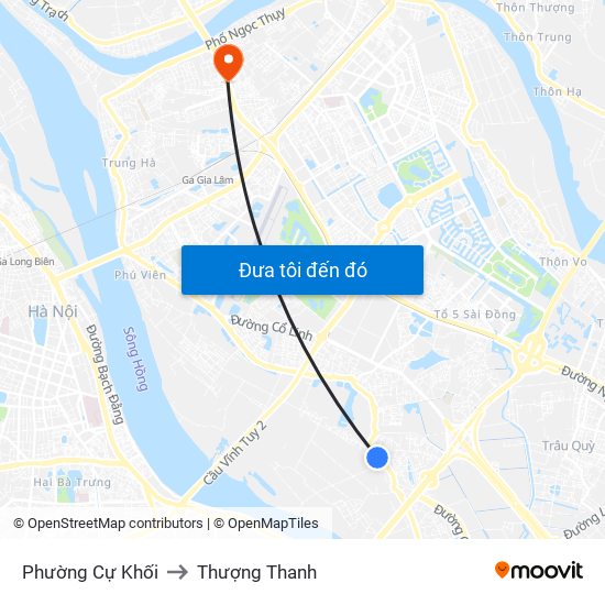 Phường Cự Khối to Thượng Thanh map