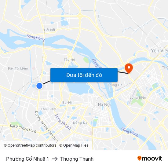 Phường Cổ Nhuế 1 to Thượng Thanh map