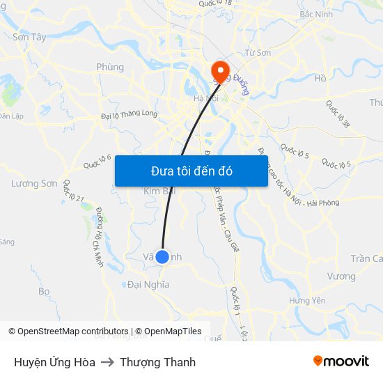 Huyện Ứng Hòa to Thượng Thanh map