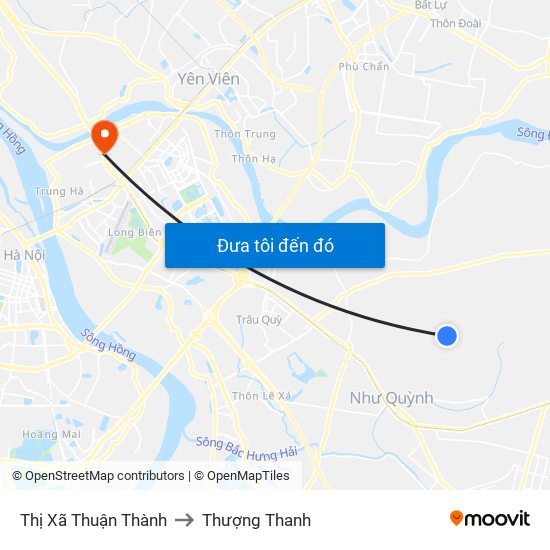 Thị Xã Thuận Thành to Thượng Thanh map