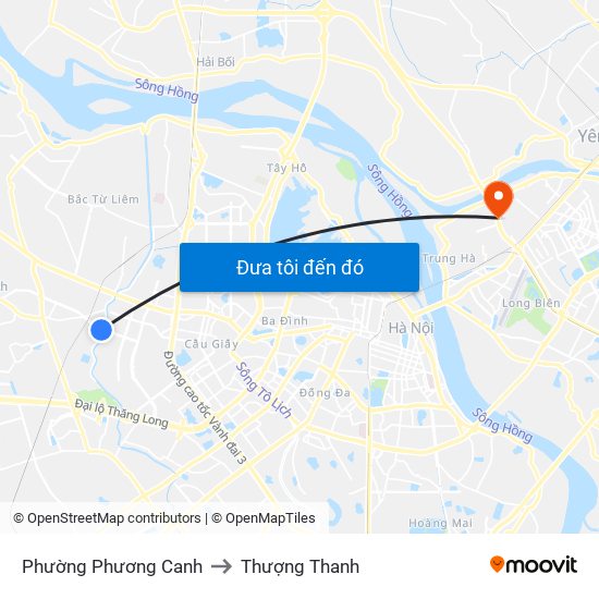 Phường Phương Canh to Thượng Thanh map