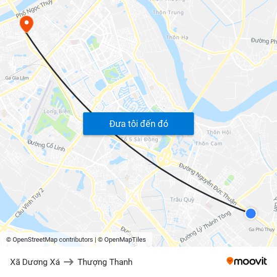 Xã Dương Xá to Thượng Thanh map