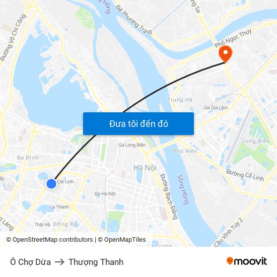 Ô Chợ Dừa to Thượng Thanh map