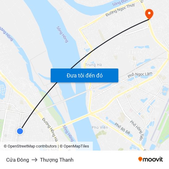 Cửa Đông to Thượng Thanh map