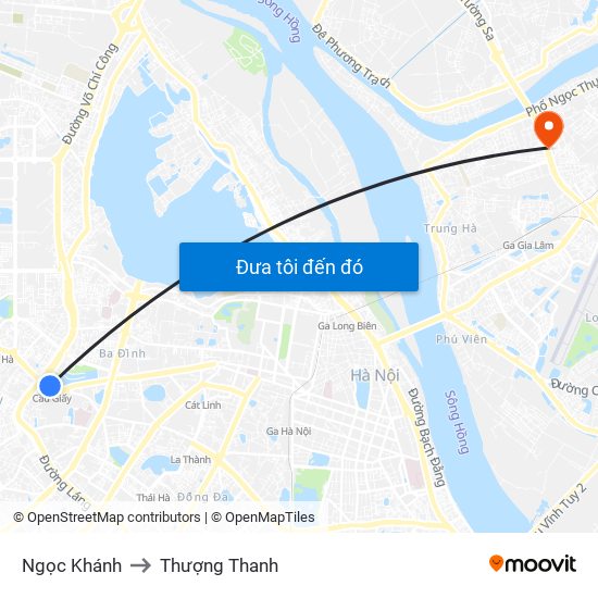 Ngọc Khánh to Thượng Thanh map