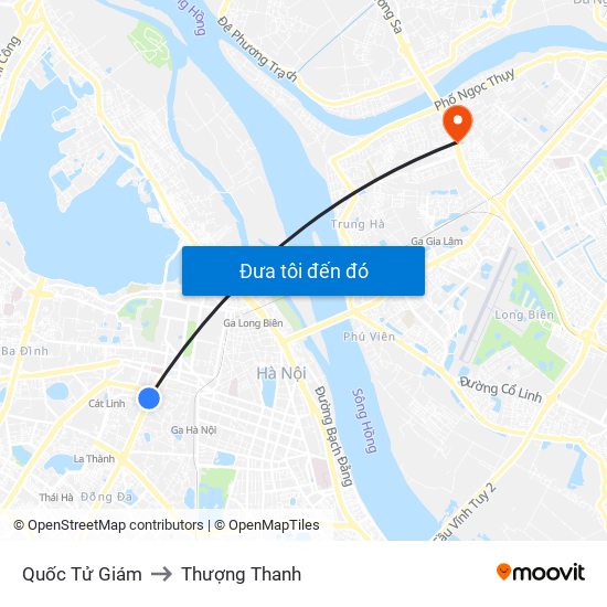 Quốc Tử Giám to Thượng Thanh map