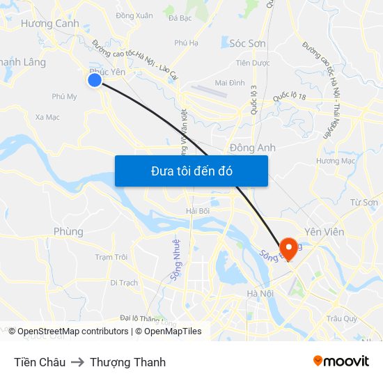 Tiền Châu to Thượng Thanh map