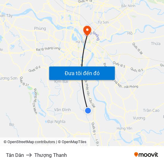 Tân Dân to Thượng Thanh map