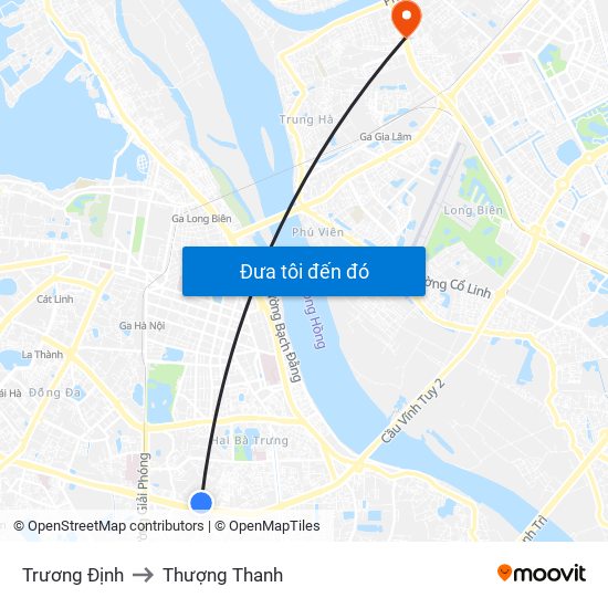 Trương Định to Thượng Thanh map